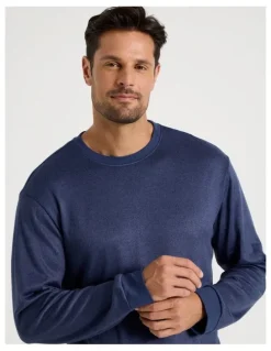 Soho Plain Cozy Knit PJ Set in Navy Marle