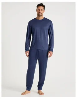 Soho Plain Cozy Knit PJ Set in Navy Marle