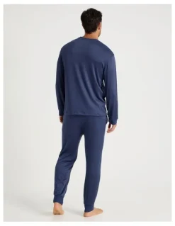 Soho Plain Cozy Knit PJ Set in Navy Marle