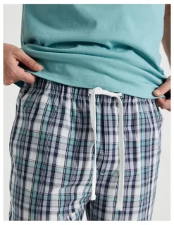 Soho Poplin Tee and Pant Pyjama Set in Blue and Green Check