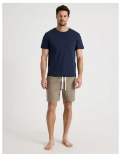 Soho Tee and Short Pyjama Set in Neutral Stripe