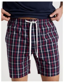 Soho Tee and Short Pyjama Set in Navy Maritime Check