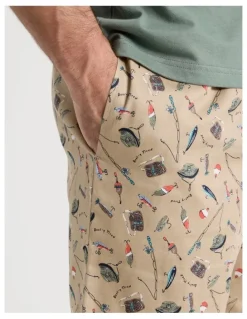 Soho Tee and Short Pyjama Set in Khaki Reel Tired Print