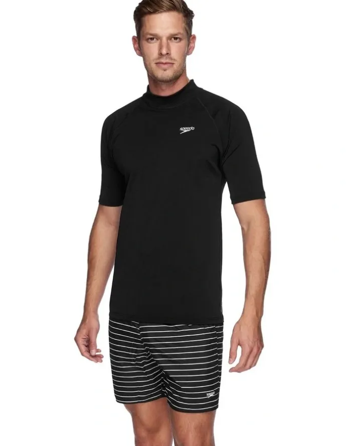 Speedo Relaxed Short Sleeve Sun Top in Black/White