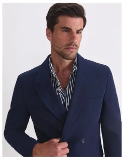 Sportscraft Alain Double Breasted Jacket in Blue