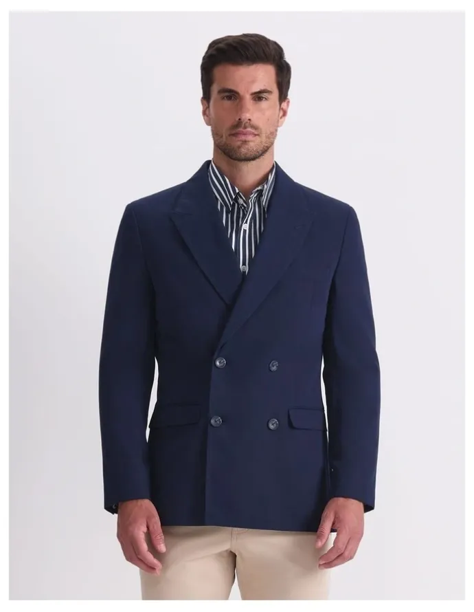 Sportscraft Alain Double Breasted Jacket in Blue