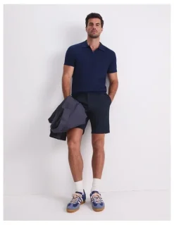Sportscraft Brookes Short Sleeve Knit Polo in Blue