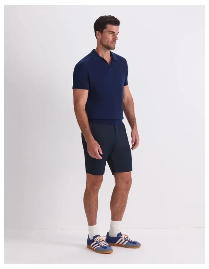 Sportscraft Brookes Short Sleeve Knit Polo in Blue