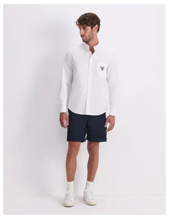 Sportscraft Club Long Sleeve Oxford Shirt in White