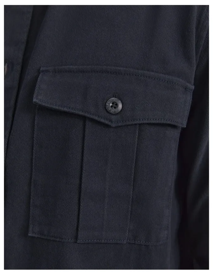 Sportscraft Long Sleeve Double Pocket Overshirt in Black