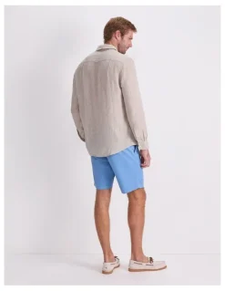 Sportscraft Long Sleeve Linen Yarn-Dyed Shirt in String