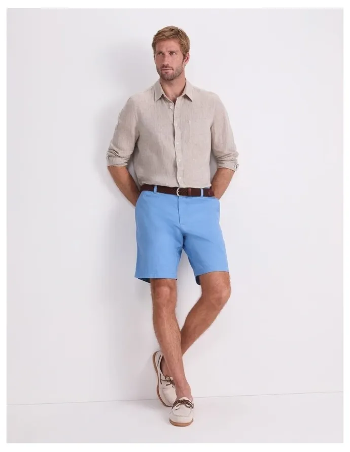 Sportscraft Long Sleeve Linen Yarn-Dyed Shirt in String