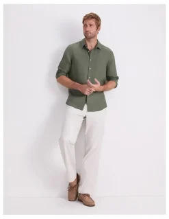 Sportscraft Long Sleeve Linen Yarn-Dyed Shirt