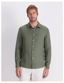 Sportscraft Long Sleeve Linen Yarn-Dyed Shirt