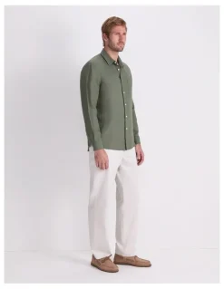 Sportscraft Long Sleeve Linen Yarn-Dyed Shirt