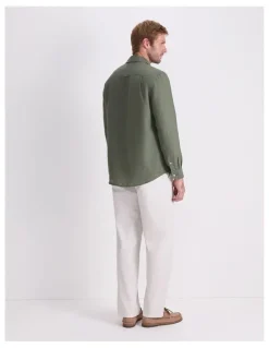 Sportscraft Long Sleeve Linen Yarn-Dyed Shirt
