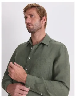 Sportscraft Long Sleeve Linen Yarn-Dyed Shirt