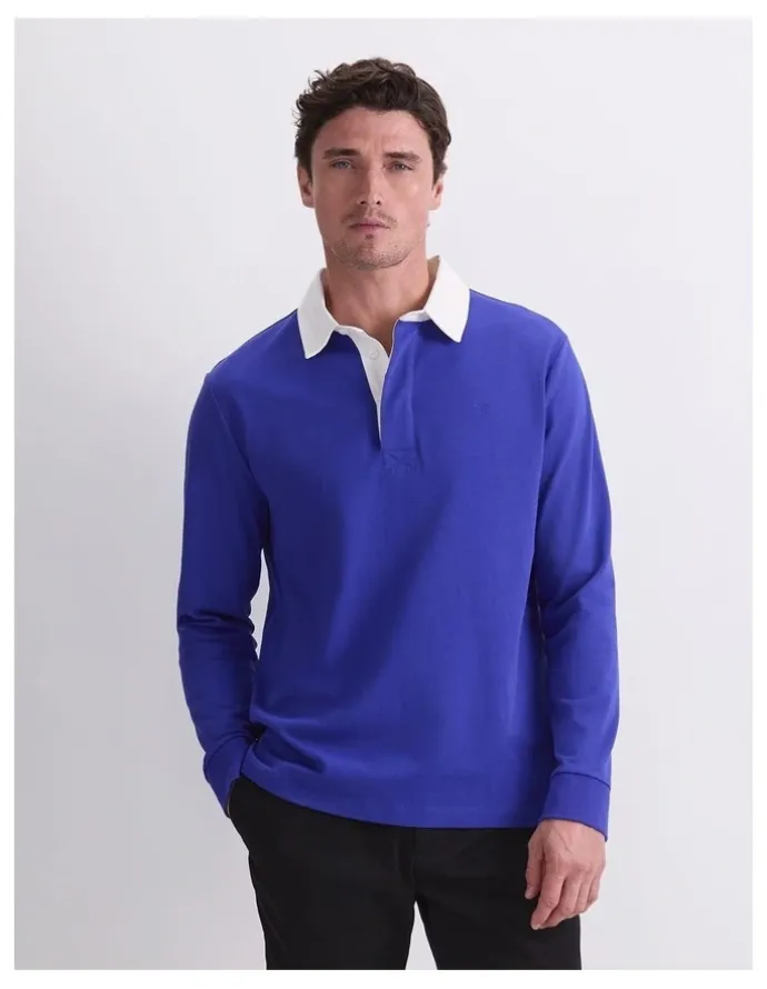 Sportscraft Long Sleeve Rugby Polo T-shirt in Cobalt