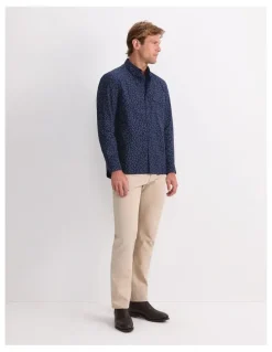 Sportscraft Long Sleeve Wyatt Printed Shirt in Blue
