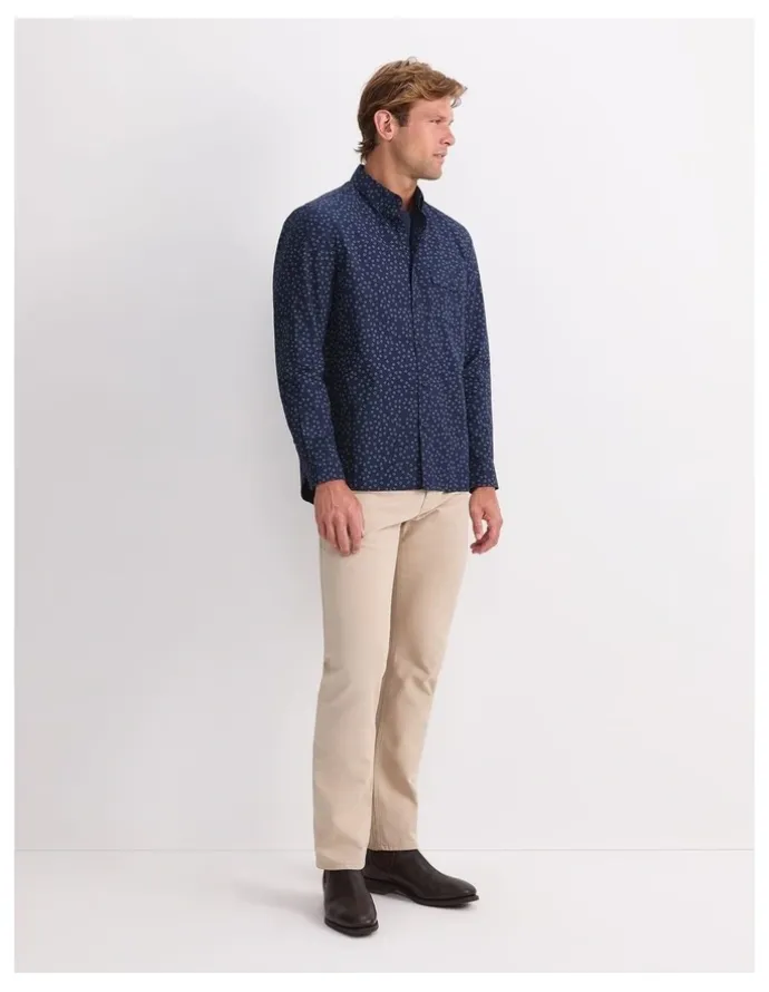 Sportscraft Long Sleeve Wyatt Printed Shirt in Blue