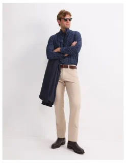 Sportscraft Long Sleeve Wyatt Printed Shirt in Blue