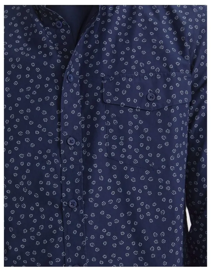 Sportscraft Long Sleeve Wyatt Printed Shirt in Blue