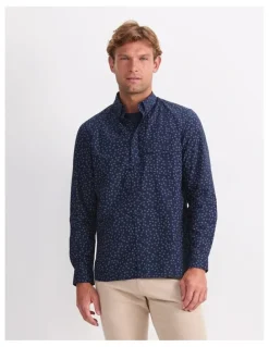 Sportscraft Long Sleeve Wyatt Printed Shirt in Blue