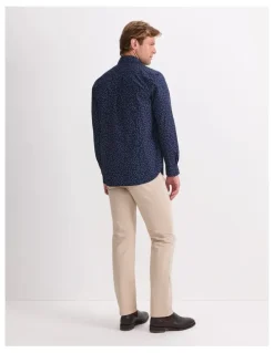 Sportscraft Long Sleeve Wyatt Printed Shirt in Blue