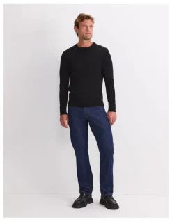 Sportscraft Merino Crew Neck Knit Sweater in Black