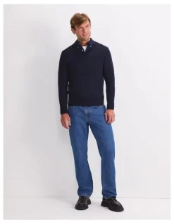 Sportscraft Merino V-Neck Knit Sweater in Blue