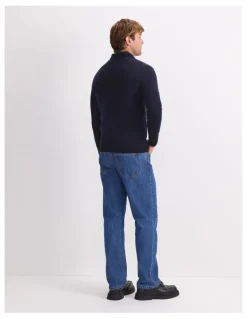 Sportscraft Merino V-Neck Knit Sweater in Blue