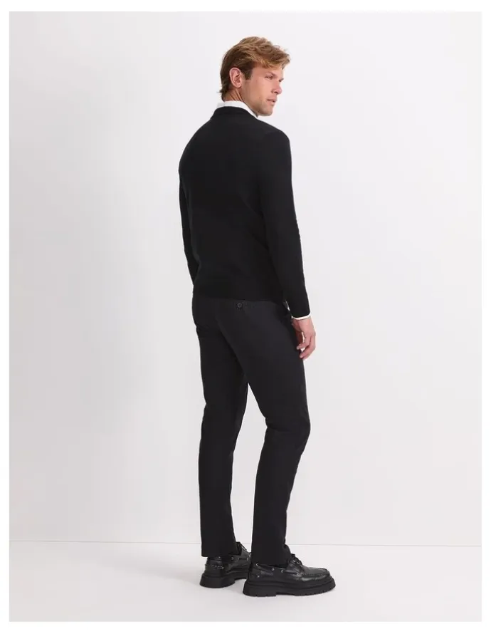 Sportscraft Merino V-Neck Knit Sweater in Black