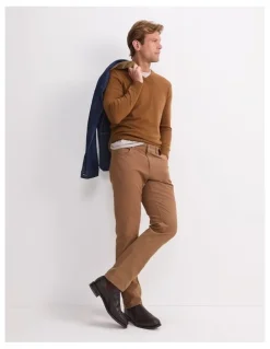 Sportscraft Merino V-Neck Knit Sweater in Brown