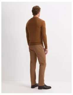 Sportscraft Merino V-Neck Knit Sweater in Brown
