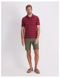 Sportscraft Pique Polo in Wine Stripe