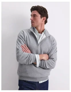 Sportscraft Quarter Zip Sweatshirt in Grey Marle