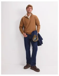 Sportscraft Quarter Zip Sweatshirt in Camel
