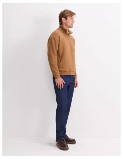 Sportscraft Quarter Zip Sweatshirt in Camel