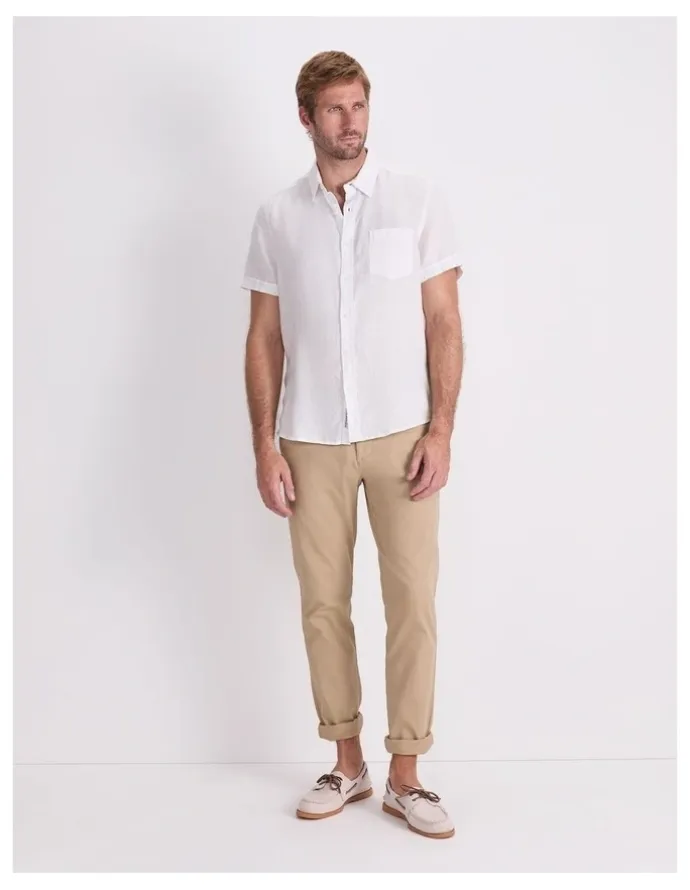 Sportscraft Short Sleeve Linen Shirt in White