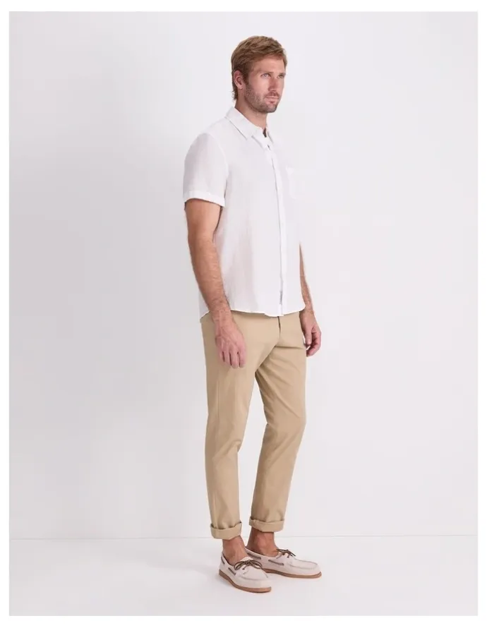 Sportscraft Short Sleeve Linen Shirt in White