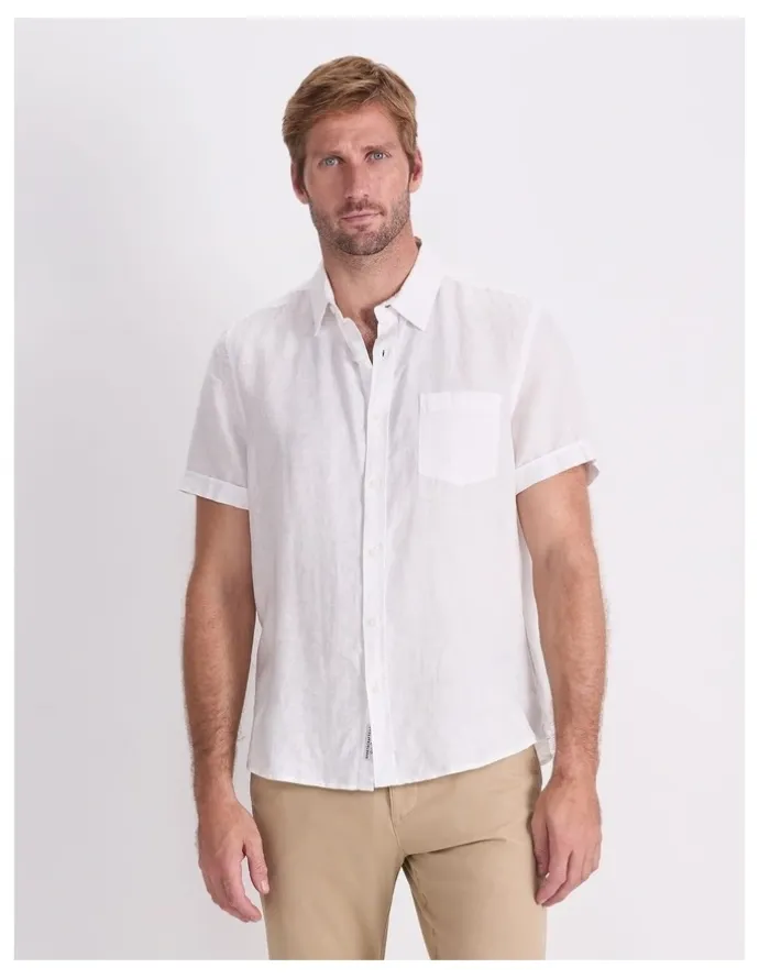 Sportscraft Short Sleeve Linen Shirt in White