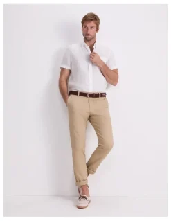 Sportscraft Short Sleeve Linen Shirt in White
