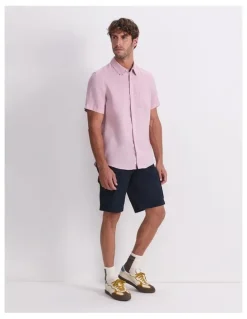 Sportscraft Short Sleeve Linen Shirt in Pink