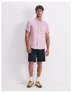 Sportscraft Short Sleeve Linen Shirt in Pink