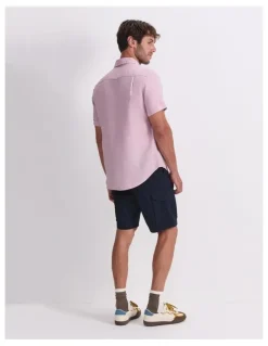 Sportscraft Short Sleeve Linen Shirt in Pink