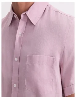 Sportscraft Short Sleeve Linen Shirt in Pink