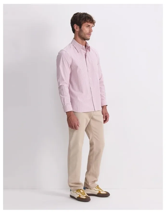 Sportscraft Stripe Long Sleeve Poplin Shirt in Pink