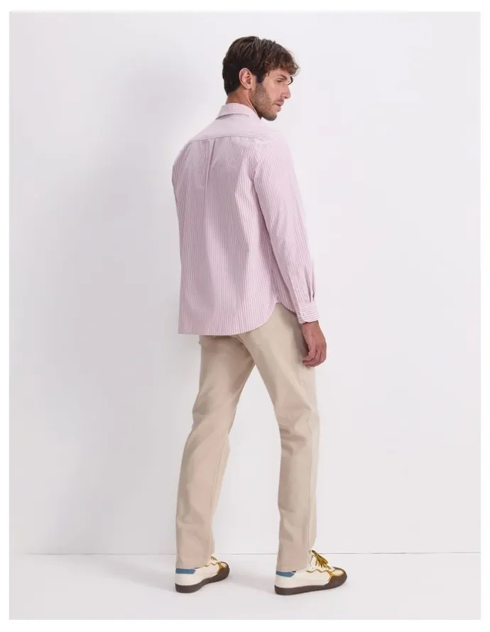 Sportscraft Stripe Long Sleeve Poplin Shirt in Pink