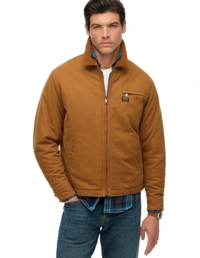 Superdry Cotton Canvas Ranch Jacket in Tobacco Brown
