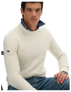 Superdry Cotton Texture Jumper in Off White